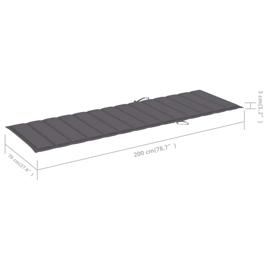 Chaise longue avec coussin anthracite Bois de pin imprégné - 8