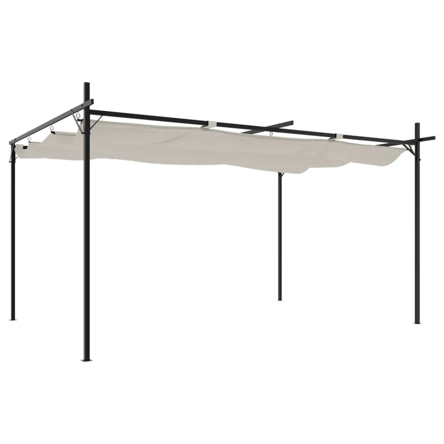 Pergola avec toit rétractable crème 395x292x230 cm - 2