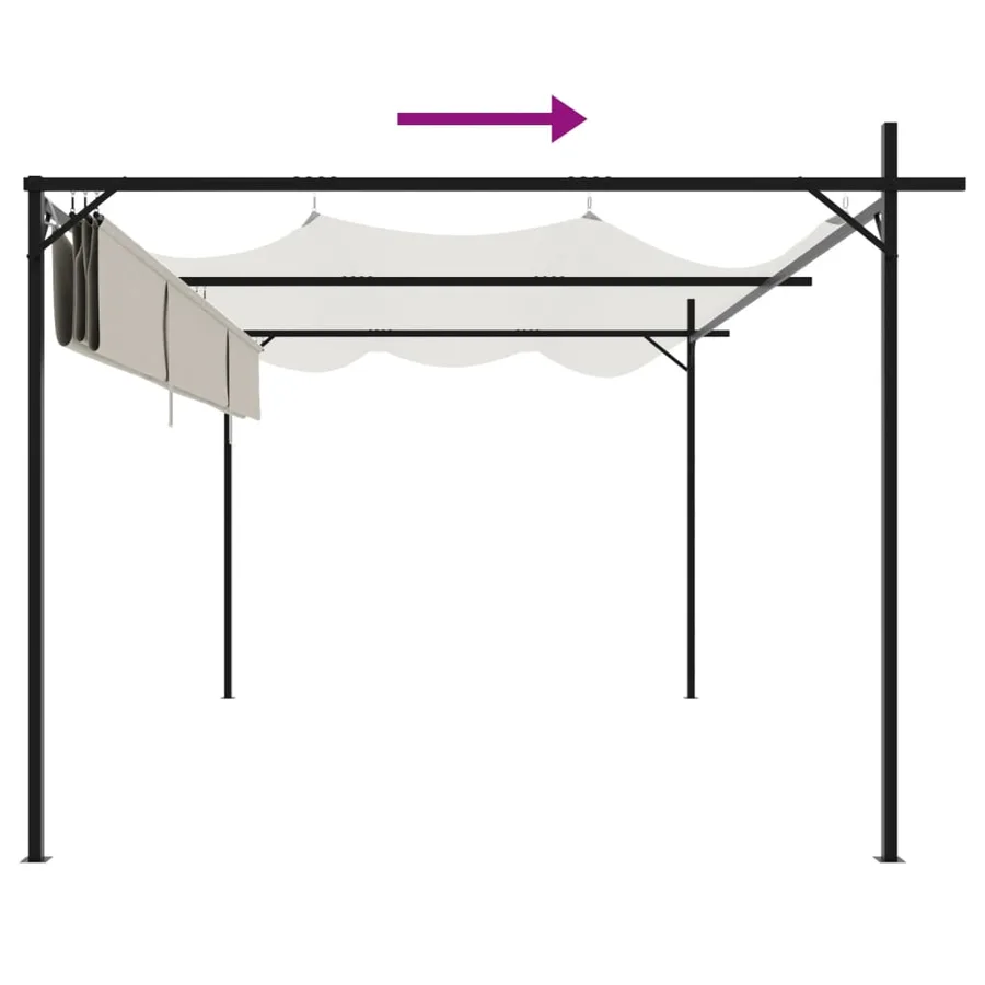 Pergola avec toit rétractable crème 395x292x230 cm - 6
