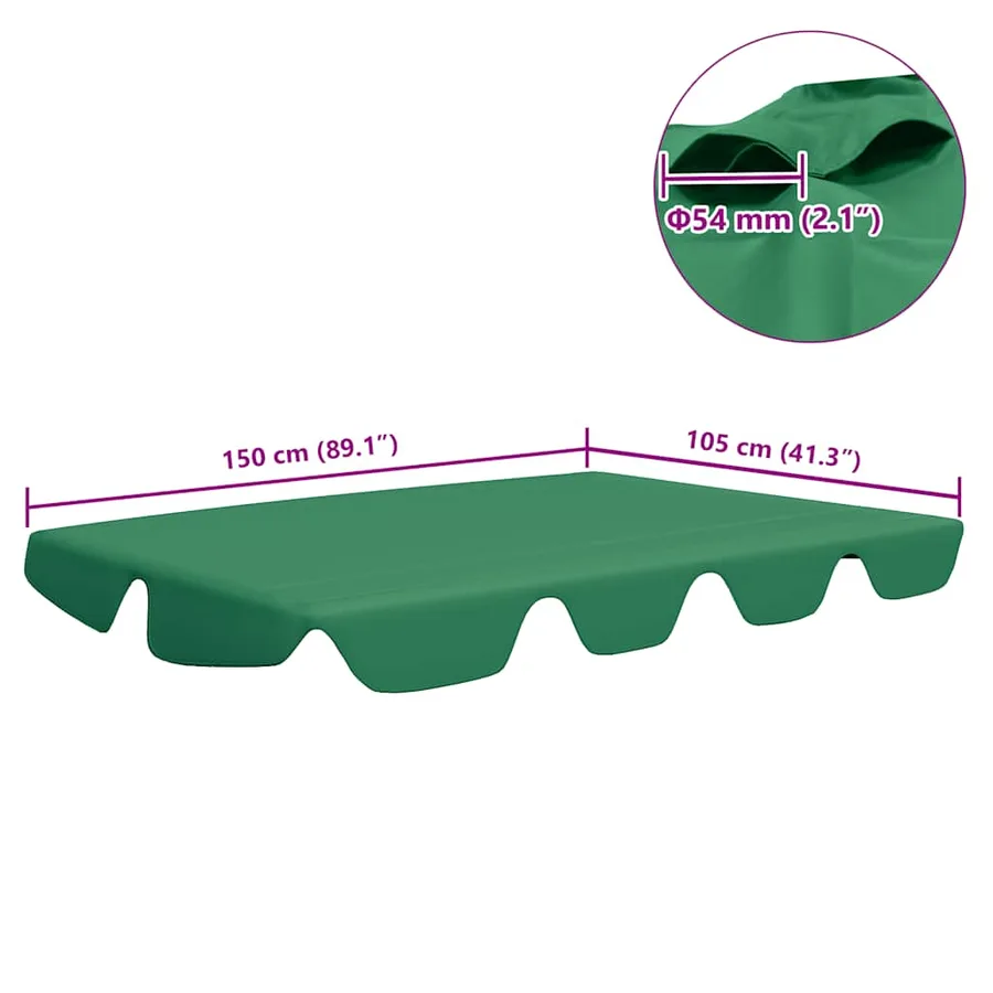 Toit de rechange de balançoire vert 150/130x105/70 cm - 7