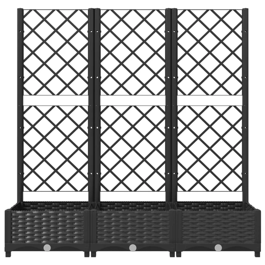 Jardinière avec treillis Noir 120 x 40 x 121,5 cm PP - 3
