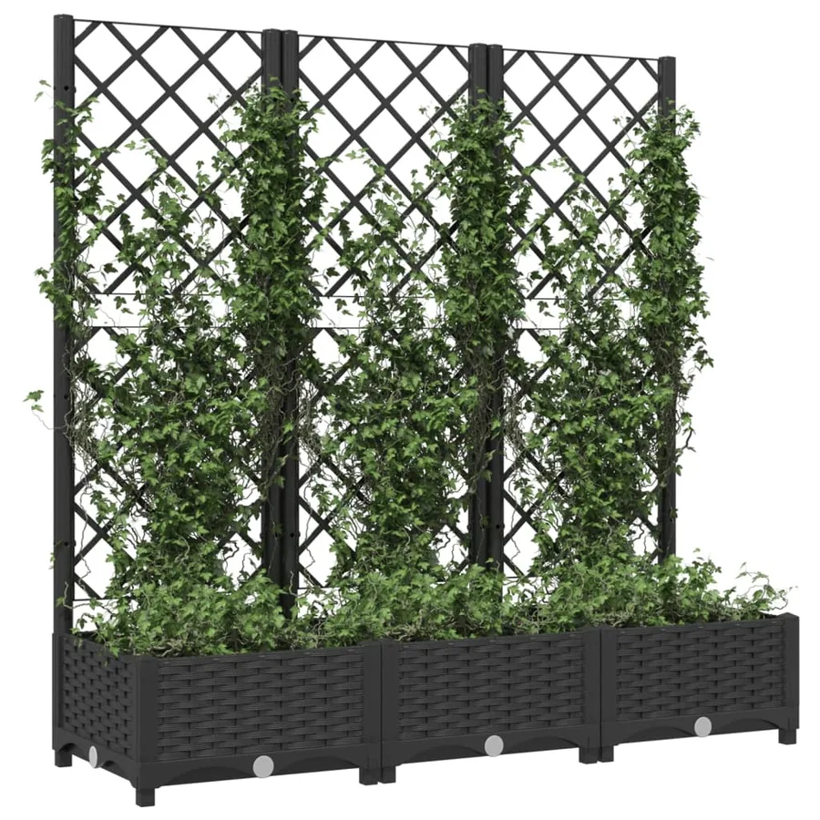 Jardinière avec treillis Noir 120 x 40 x 121,5 cm PP - 7