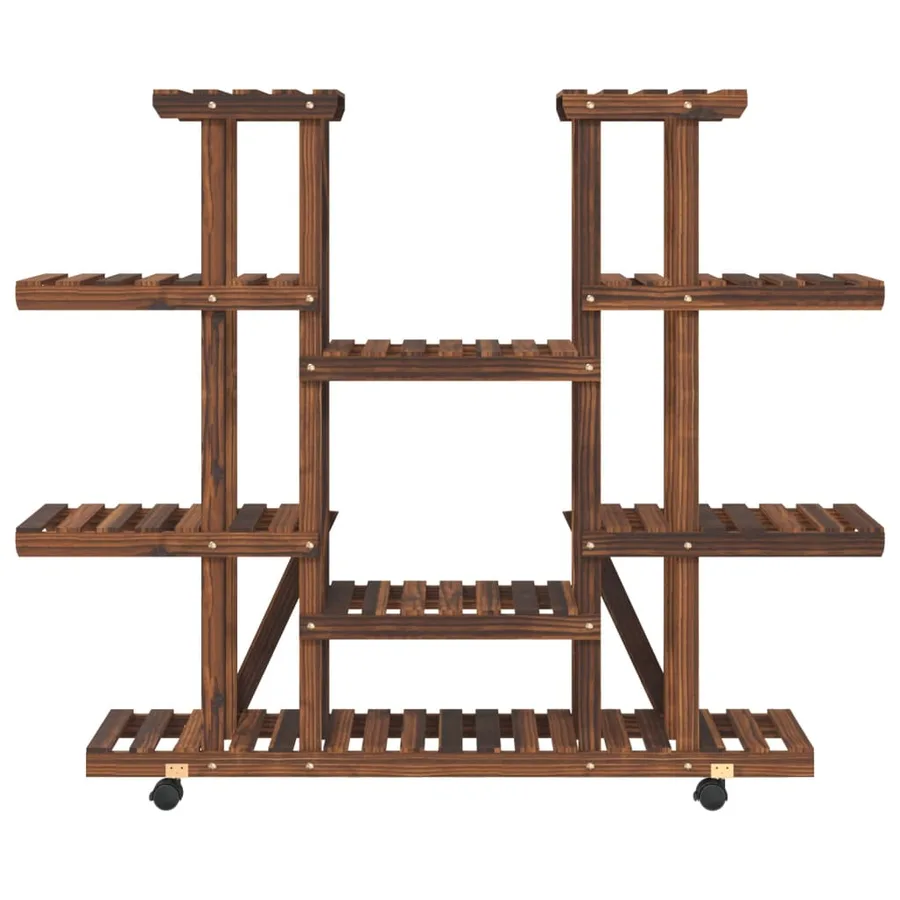 Support à fleurs avec roues 110x25x115 cm bois massif de sapin - 4