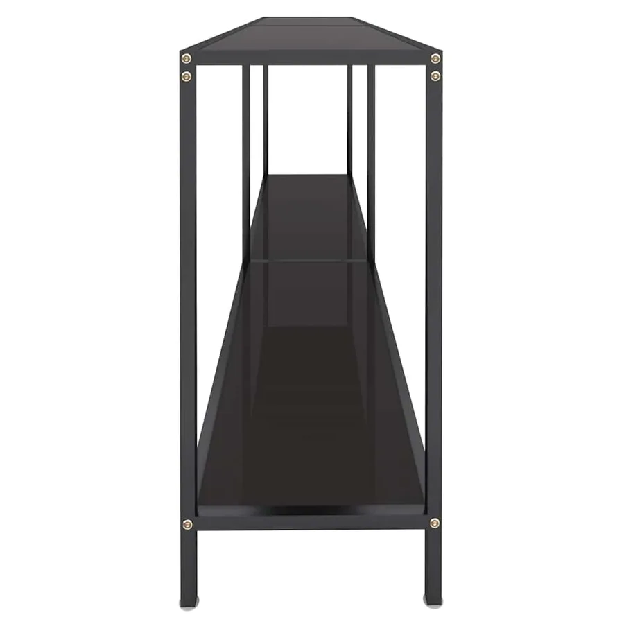 Table console Noir 180x35x75,5 cm Verre trempé - 4
