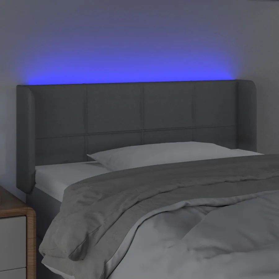 Tête de lit à LED Gris clair 93x16x78/88 cm Tissu - 4