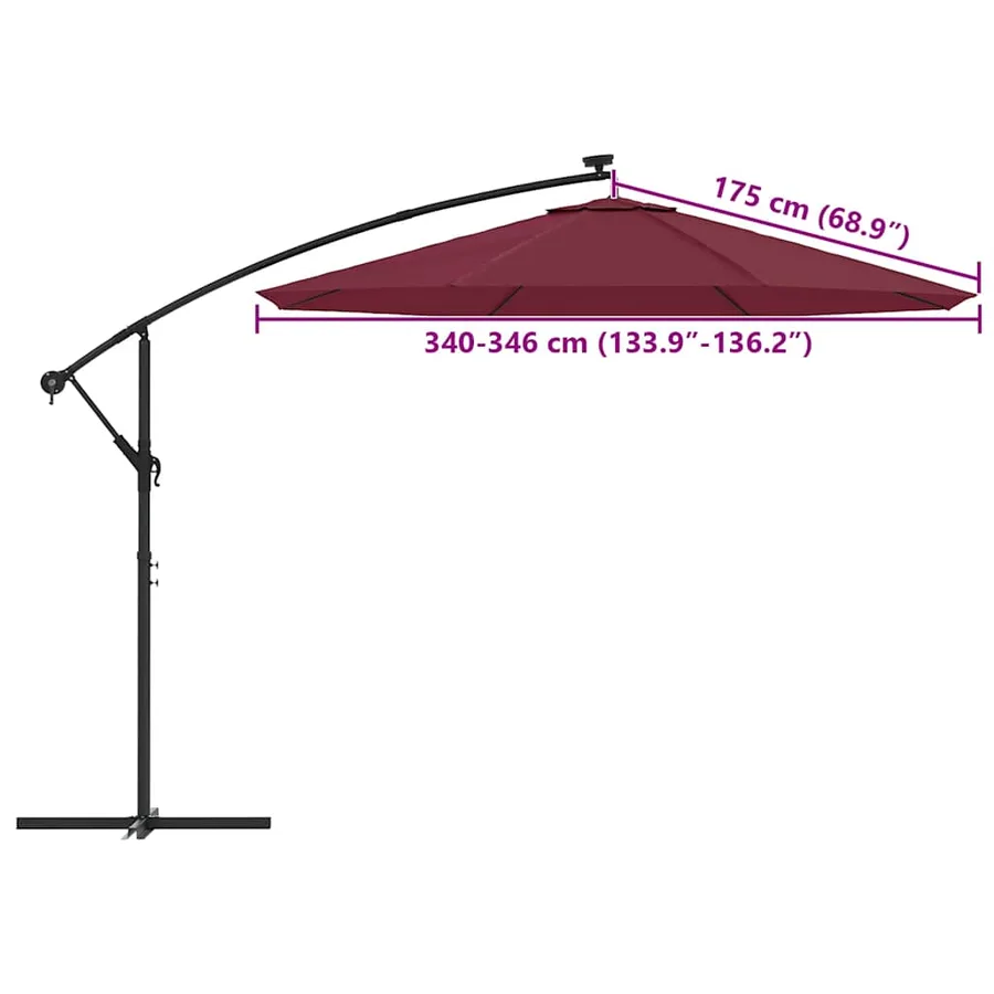 Tissu de remplacement pour parasol déporté Rouge bordeaux 350cm - 8
