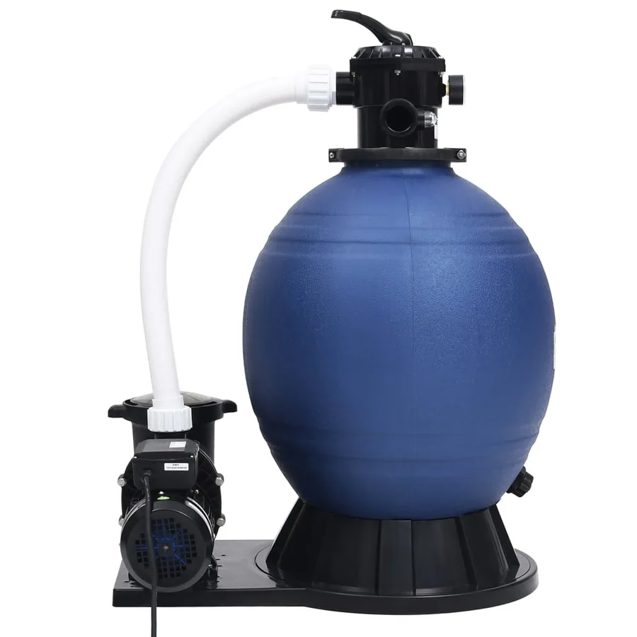 Filtre à sable avec vanne 7 voies et pompe 1000 W Bleu et noir - 2