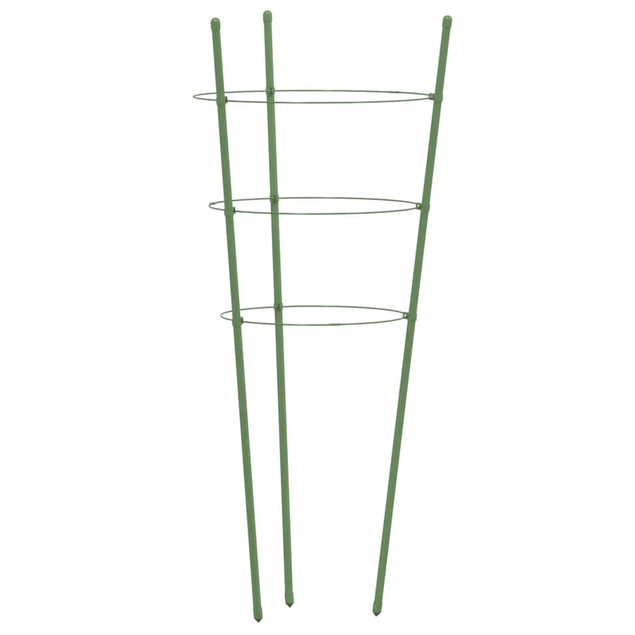 Supports pour plantes de jardin 3 anneaux 5pcs Vert 60 cm Acier - 4