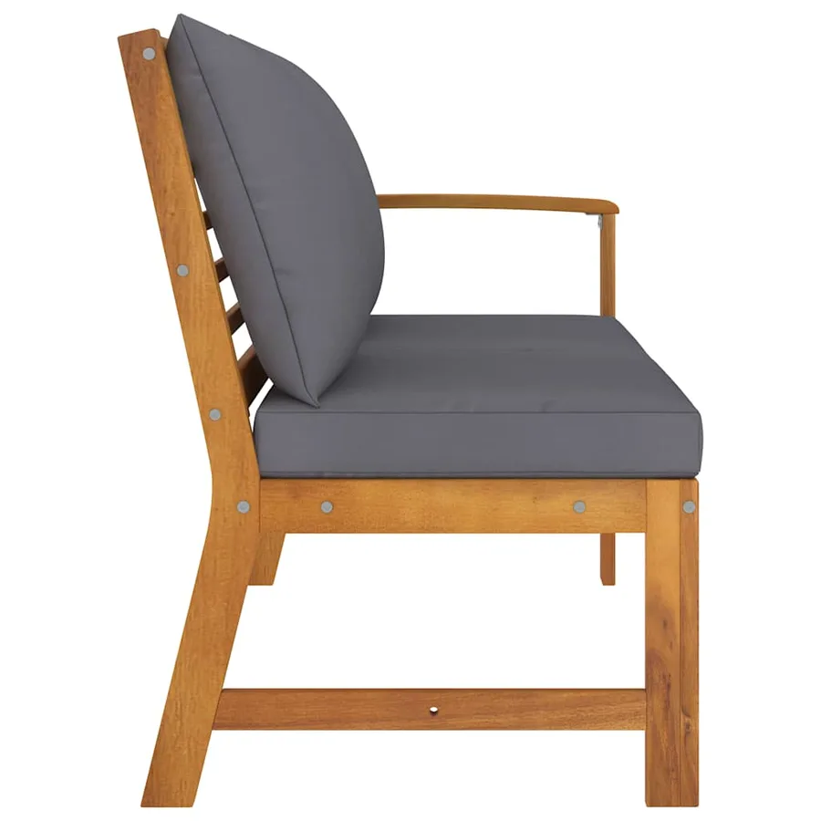 Banc de jardin 114,5 cm avec coussin gris foncé Bois d'acacia - 4