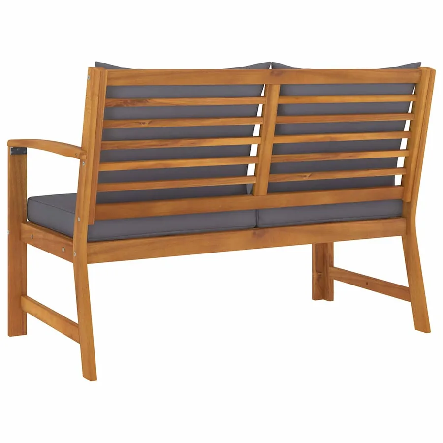 Banc de jardin 114,5 cm avec coussin gris foncé Bois d'acacia - 5