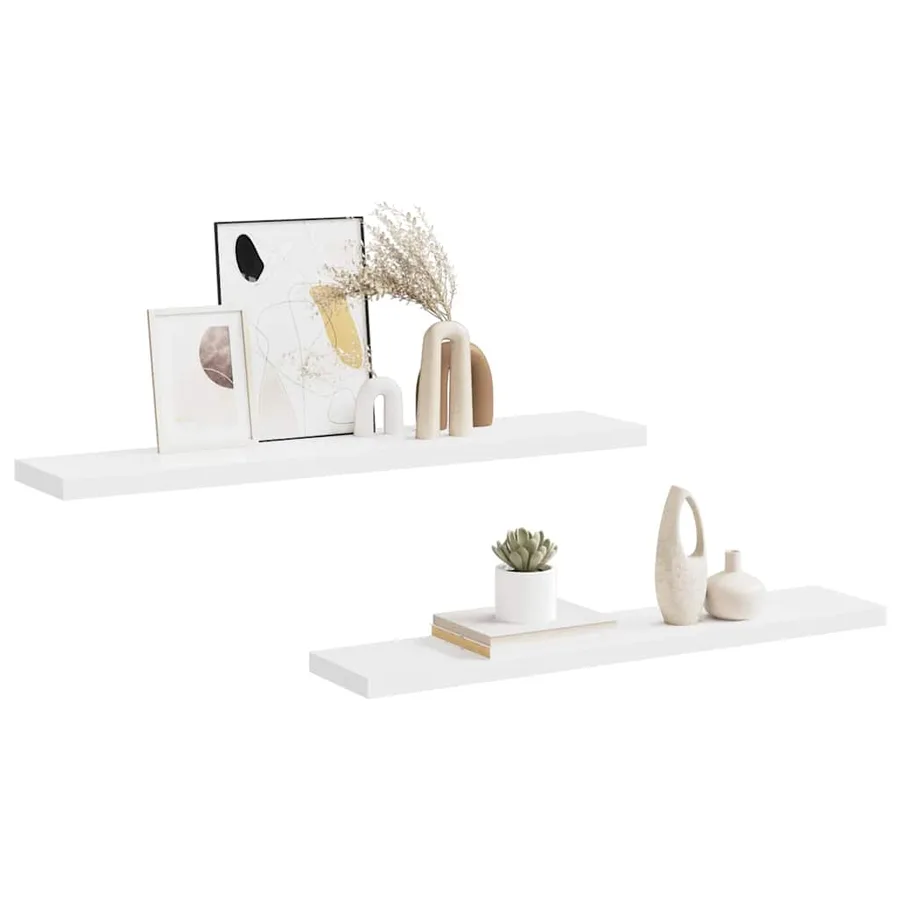 Étagères murales flottantes 2 pcs blanc 120x23,5x3,8 cm MDF - 5