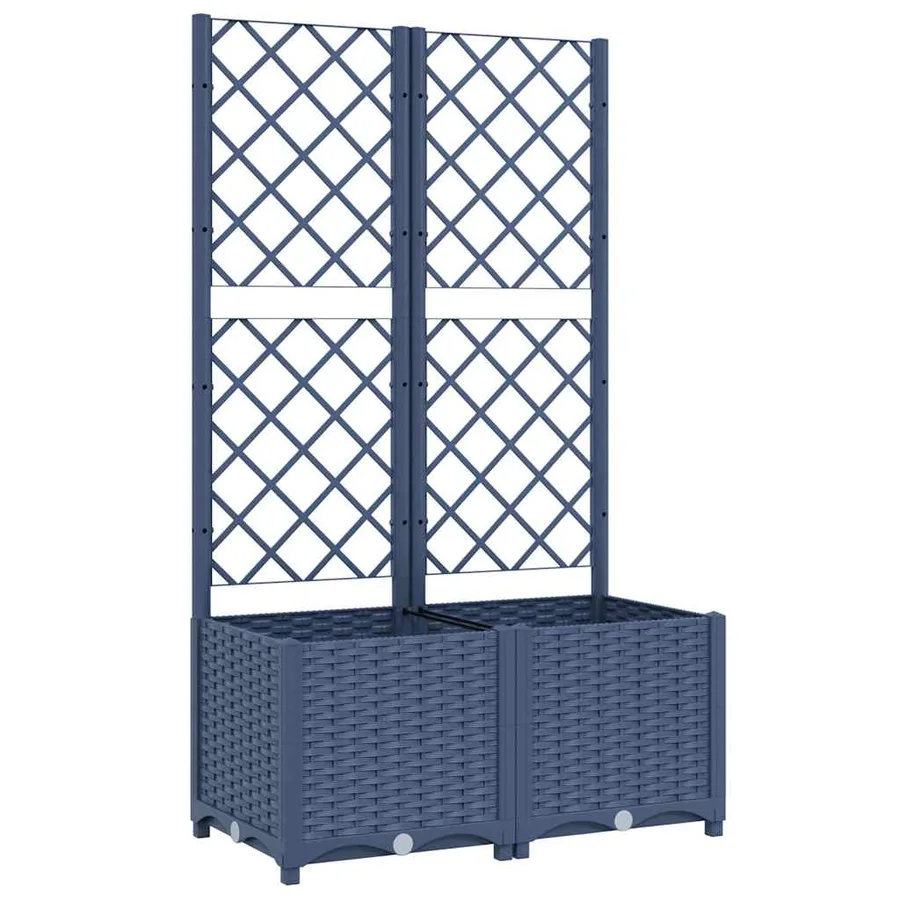 Jardinière de jardin avec treillis Bleu Gris 80x40x136 cm PP - 2
