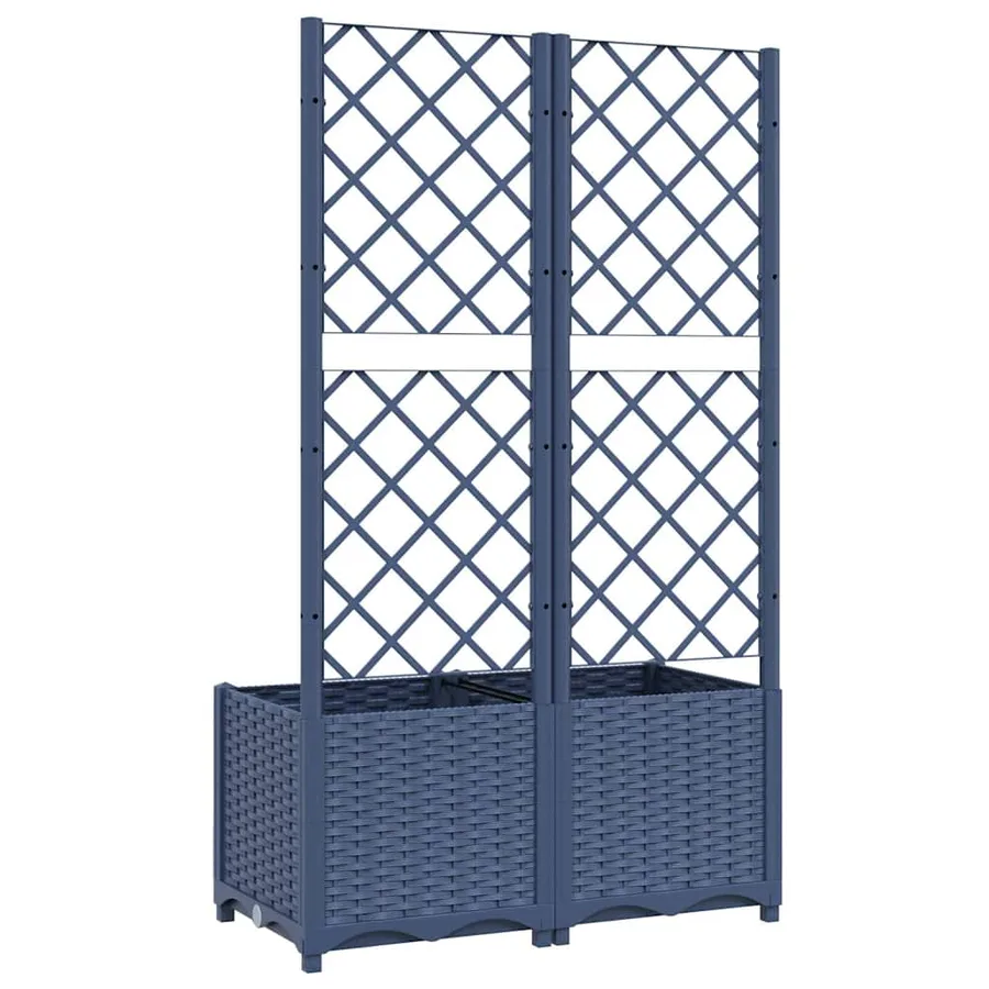 Jardinière de jardin avec treillis Bleu Gris 80x40x136 cm PP - 4