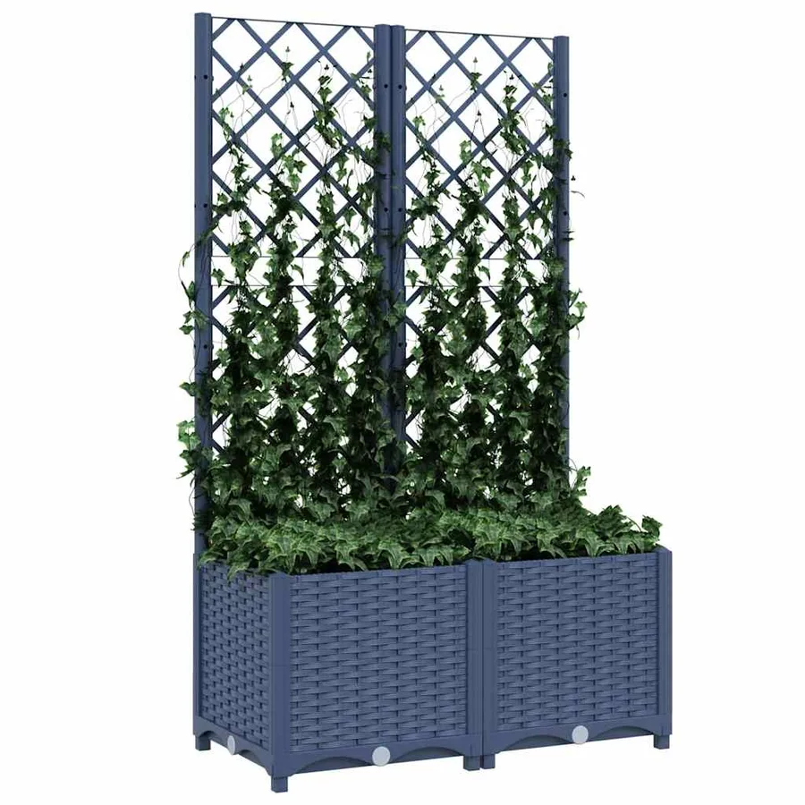 Jardinière de jardin avec treillis Bleu Gris 80x40x136 cm PP - 7