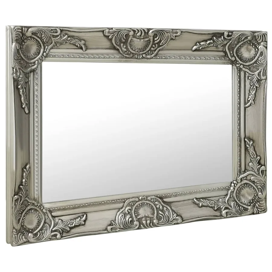 Miroir mural style baroque 60x40 cm Argenté - 2