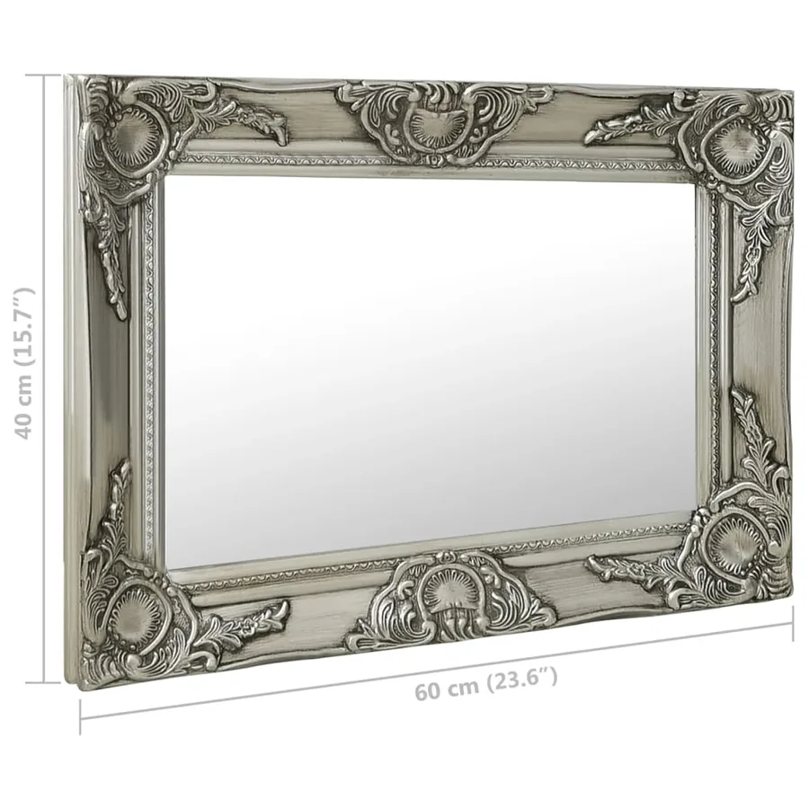 Miroir mural style baroque 60x40 cm Argenté - 6