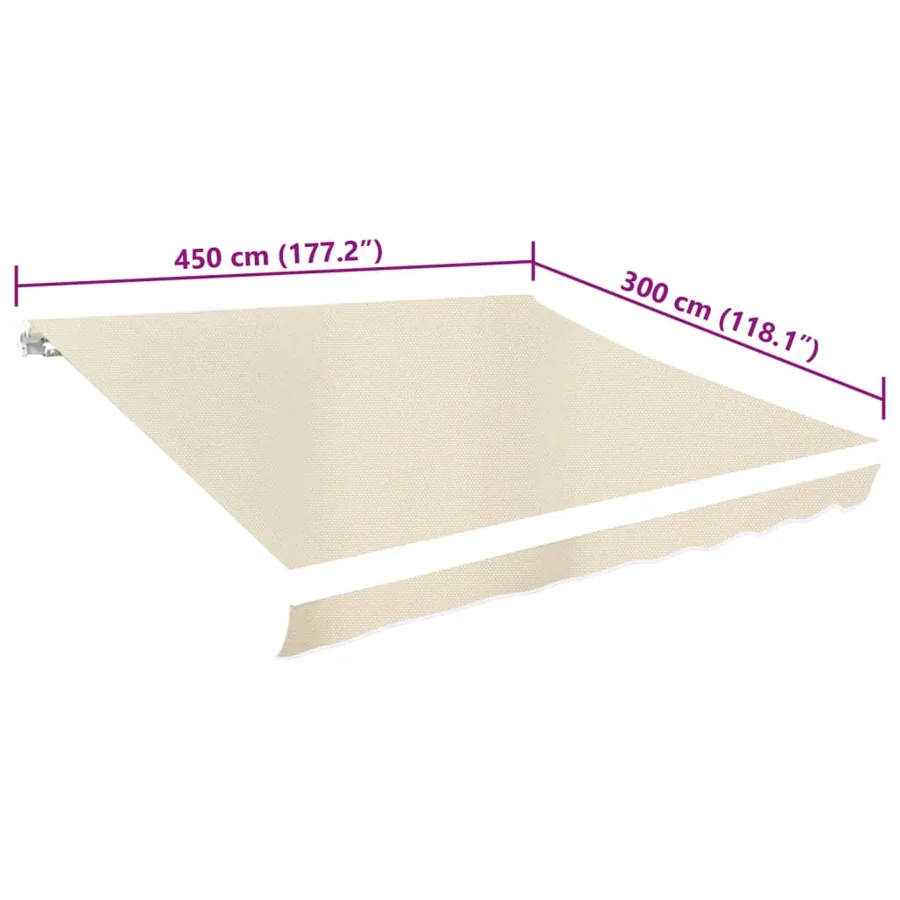 Tissu de remplacement pour auvent couleur crème 4,5x3 m polyester - 5