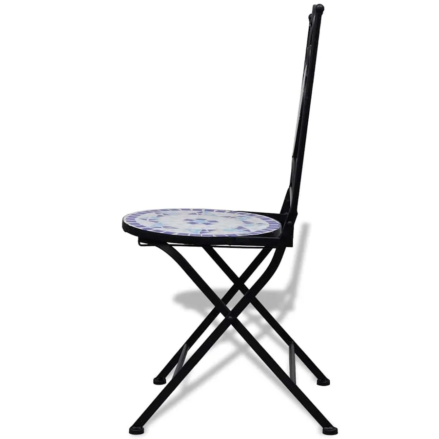 Chaises pliables de bistro 2 pcs Céramique Bleu et blanc - 3