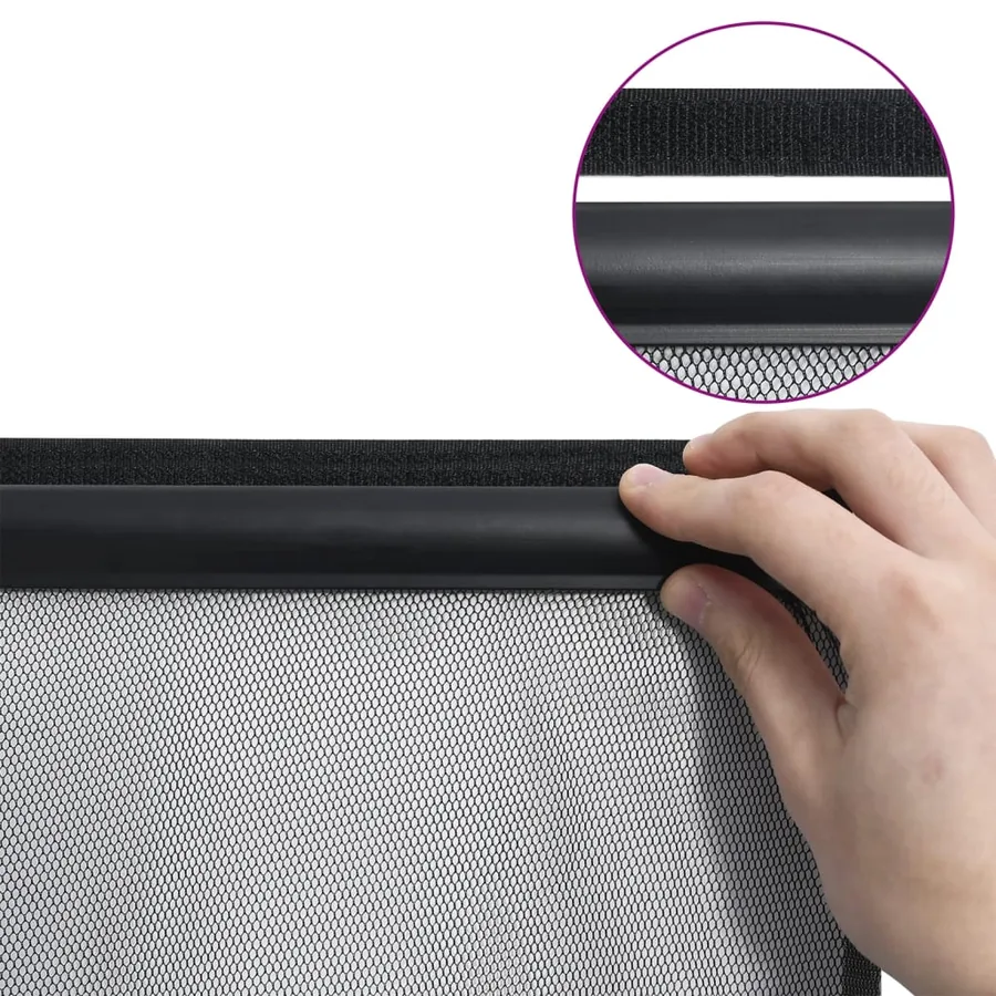 Moustiquaire de porte rideau en maille 5 pcs Noir 120x240 cm - 6