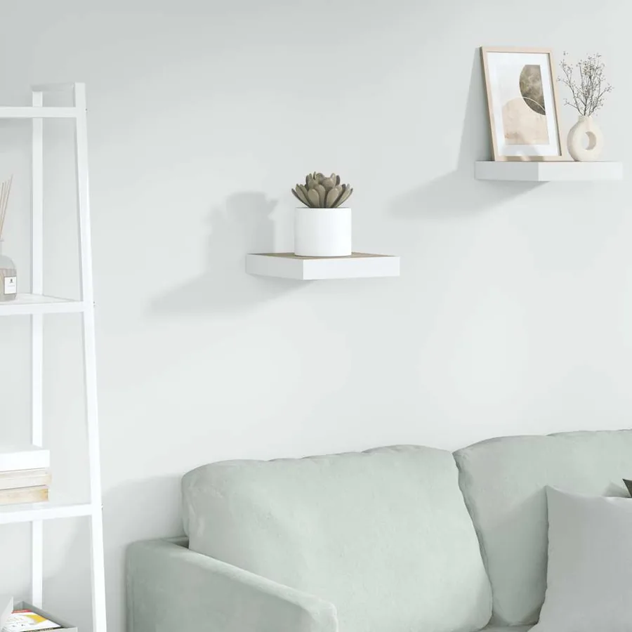 Étagère murale flottante Chêne et blanc 23x23,5x3,8 cm MDF