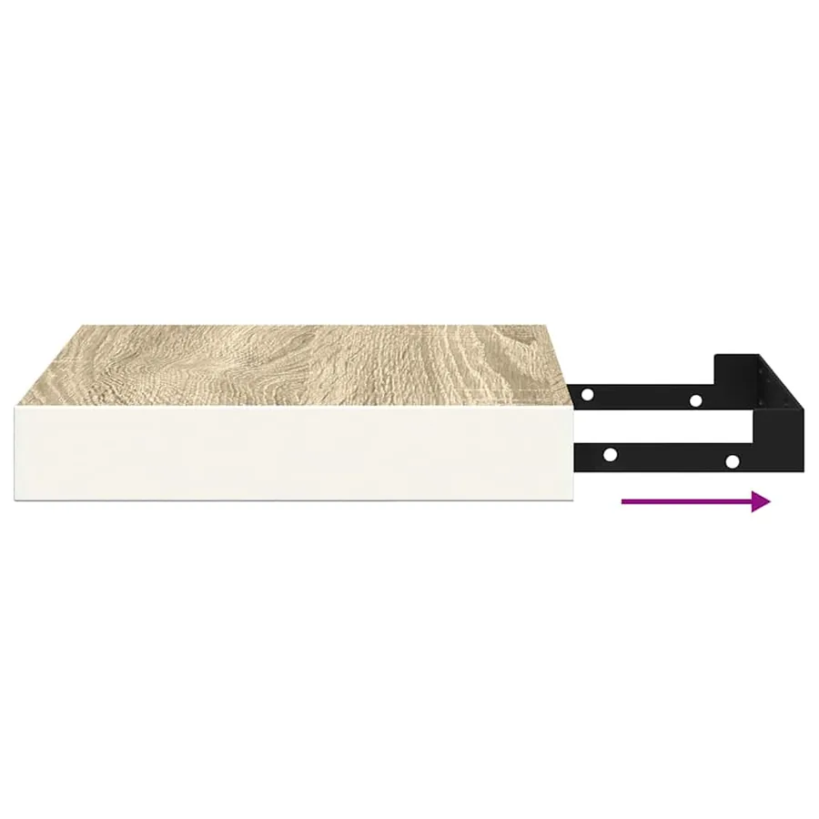 Étagère murale flottante Chêne et blanc 23x23,5x3,8 cm MDF - 10