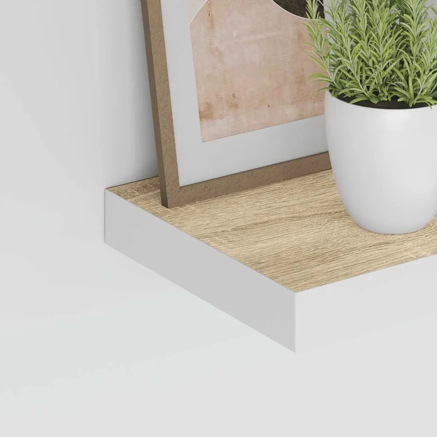 Étagère murale flottante Chêne et blanc 23x23,5x3,8 cm MDF - 4