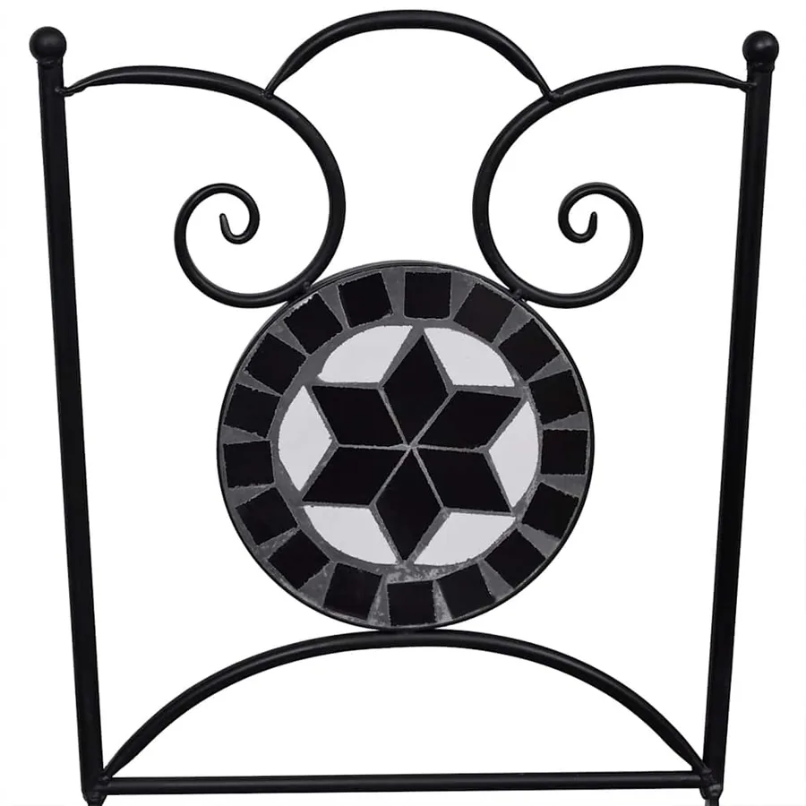 Chaises pliables de bistro 2 pcs Céramique Noir et blanc - 3