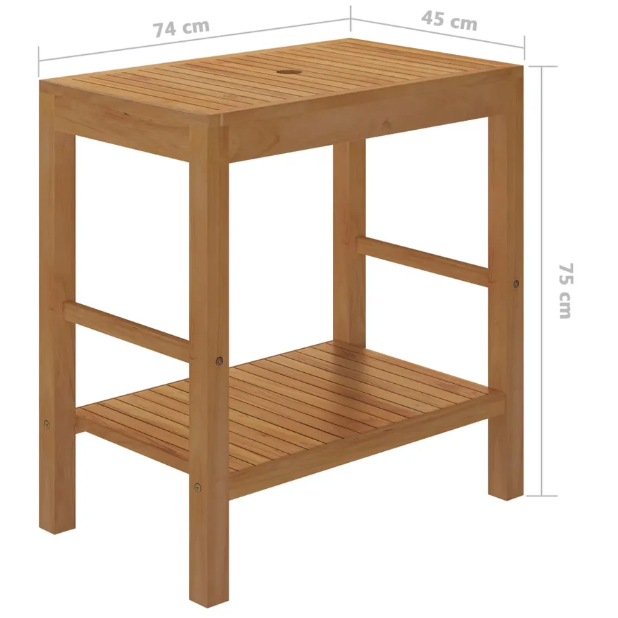 Armoire de toilette en teck solide avec lavabo en marbre Crème - 10
