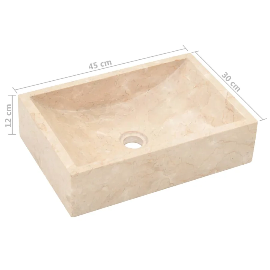 Armoire de toilette en teck solide avec lavabo en marbre Crème - 11