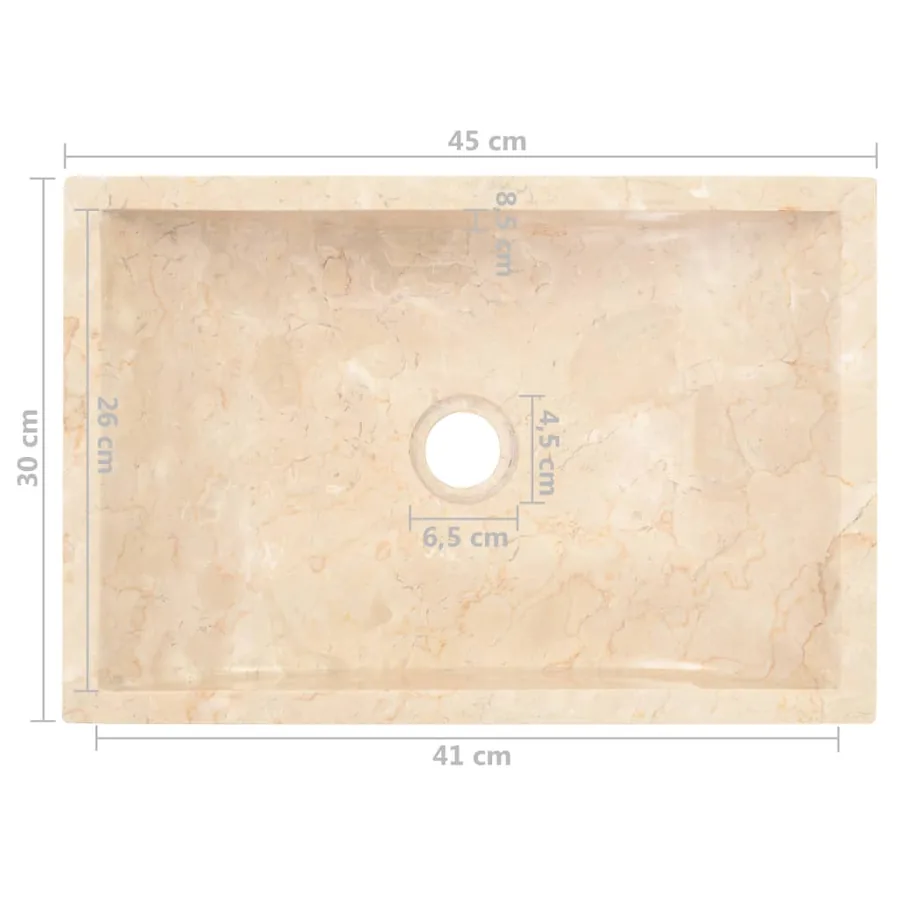 Armoire de toilette en teck solide avec lavabo en marbre Crème - 12