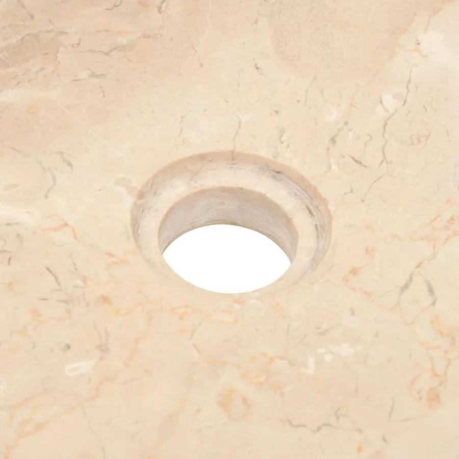 Armoire de toilette en teck solide avec lavabo en marbre Crème - 8