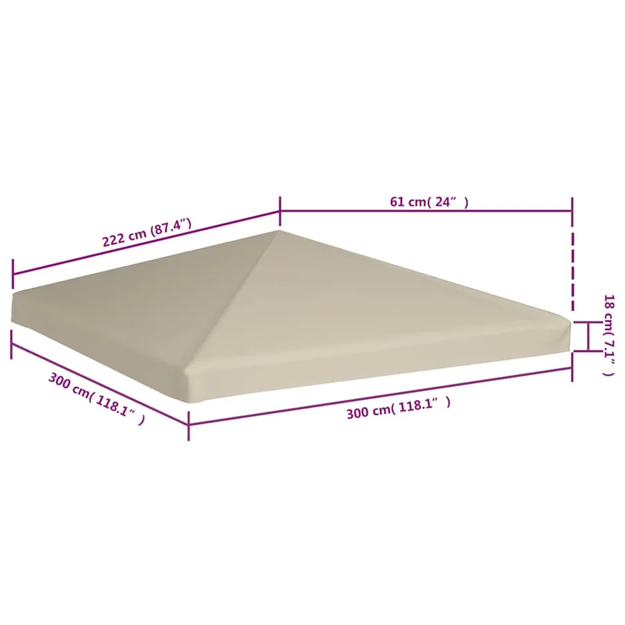 Couverture de toit de belvédère 310 g / m² 3x3 m Beige - 6