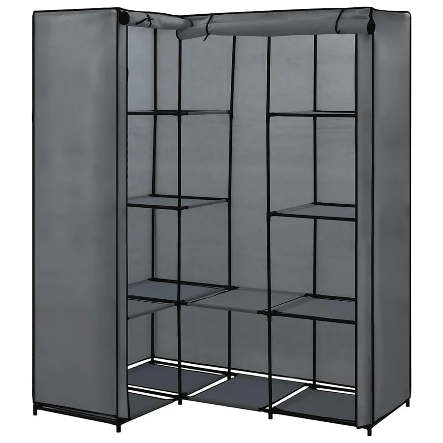 Garde-robe d'angle Gris 130 x 87 x 169 cm - 2
