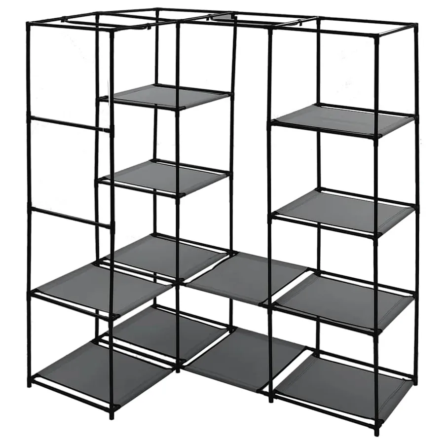 Garde-robe d'angle Gris 130 x 87 x 169 cm - 4