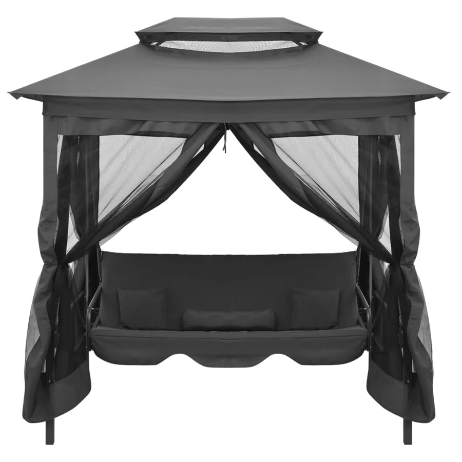 Balancelle convertible à auvent Anthracite 220x160x240 cm Acier - 2