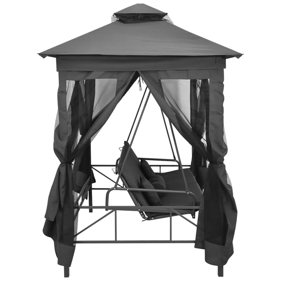 Balancelle convertible à auvent Anthracite 220x160x240 cm Acier - 3