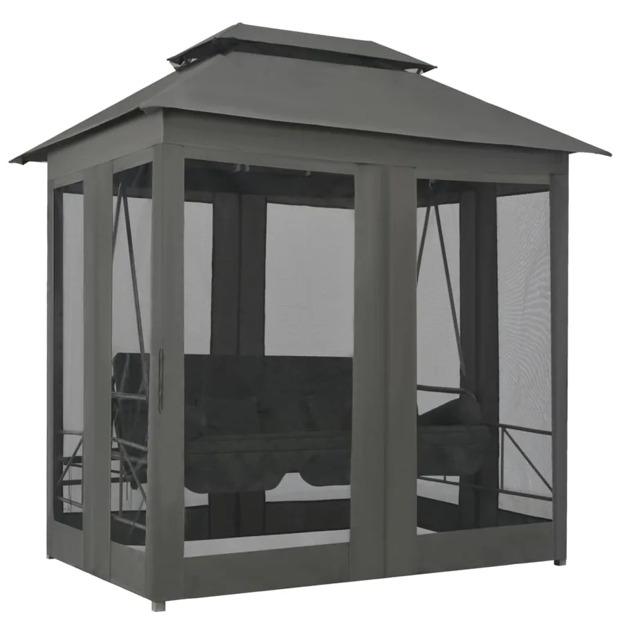 Balancelle convertible à auvent Anthracite 220x160x240 cm Acier - 4