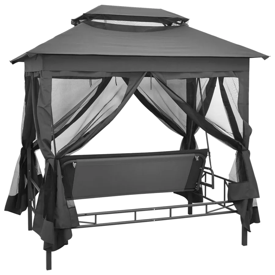 Balancelle convertible à auvent Anthracite 220x160x240 cm Acier - 6
