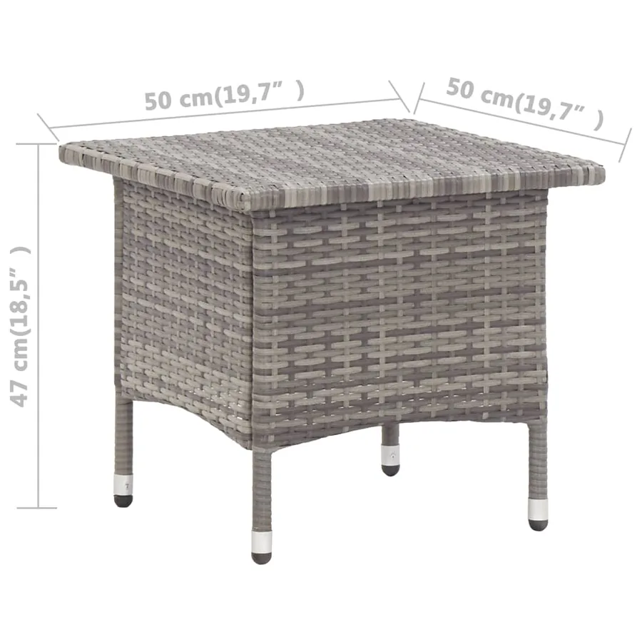Table à thé Gris 50x50x47 cm Résine tressée - 5