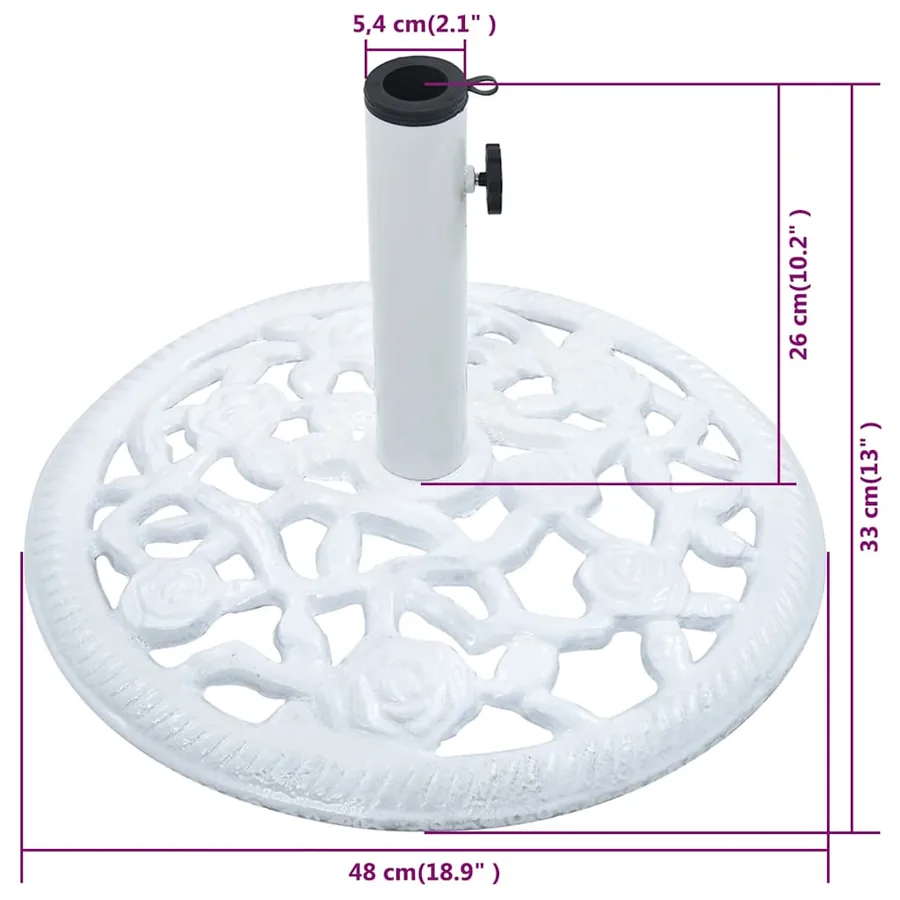 Socle de parasol Blanc 12 kg 48 cm Fonte - 9