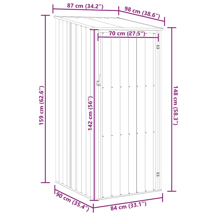 Abri de jardin Gris 87x98x159 cm Acier galvanisé - 8