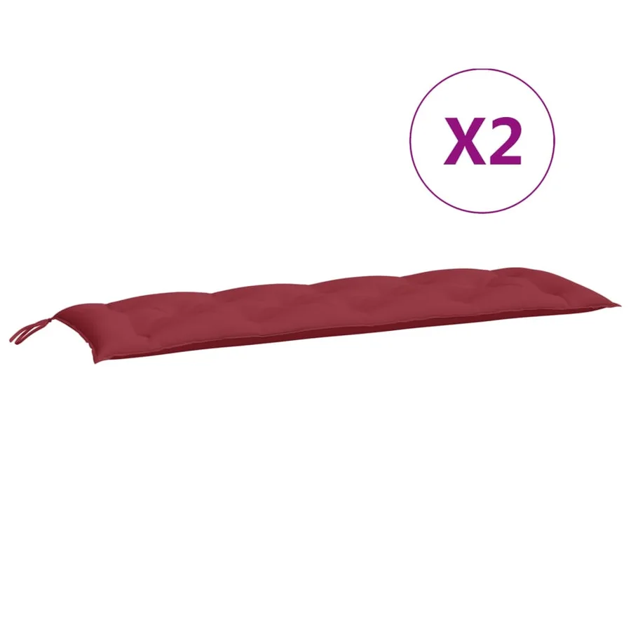 Coussins de banc de jardin lot de 2 rouge bordeaux tissu Oxford - 5