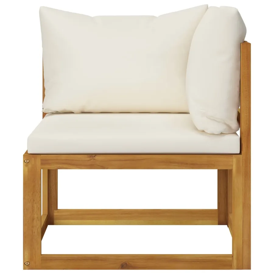 Banc de jardin à 2 places avec coussins blanc crème - 3