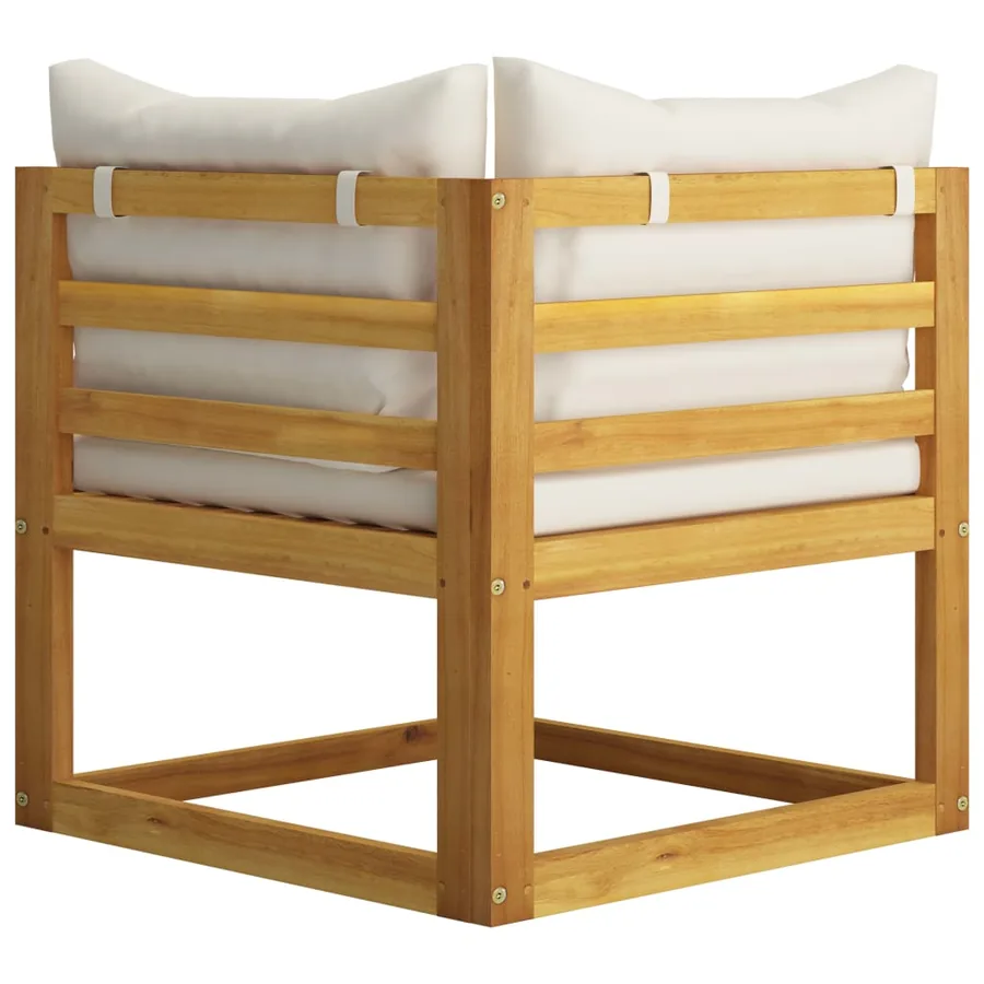 Banc de jardin à 2 places avec coussins blanc crème - 5