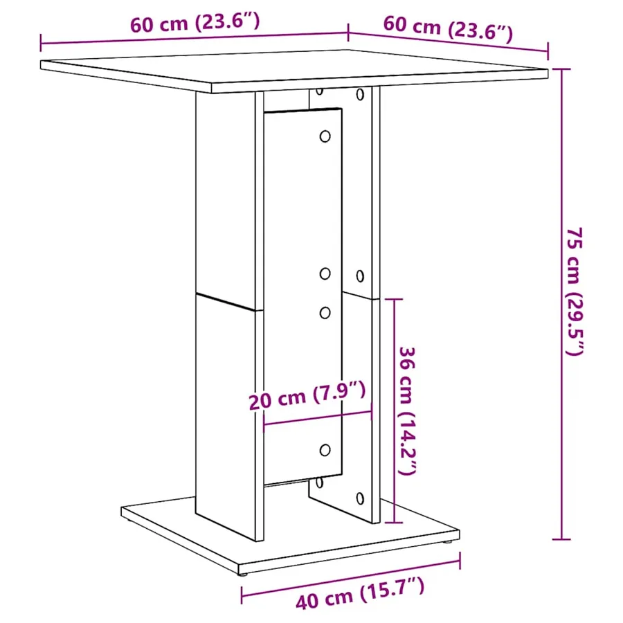 Table de bistro Gris béton 60x60x75 cm Bois d'ingénierie - 8
