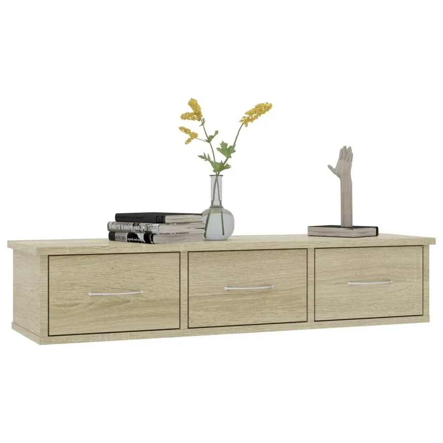 Étagère murale avec tiroirs Chêne sonoma bois d'ingénierie - 3