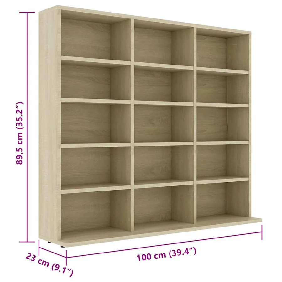 Armoire à CD Chêne sonoma 100x23x89,5 cm Bois d’ingénierie - 7