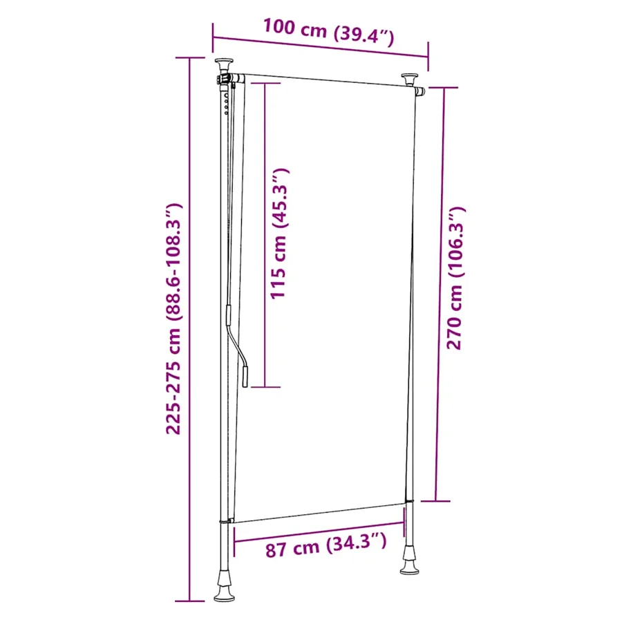 Store roulant d'extérieur 100 x 270 cm Crème - 7