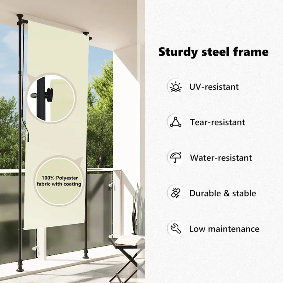 Store roulant d'extérieur 100 x 270 cm Crème - 8