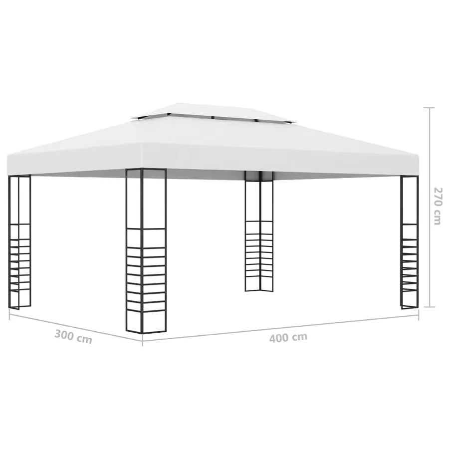 Tonnelle avec guirlande lumineuse à LED 4x3x2,7 m Blanc - 10